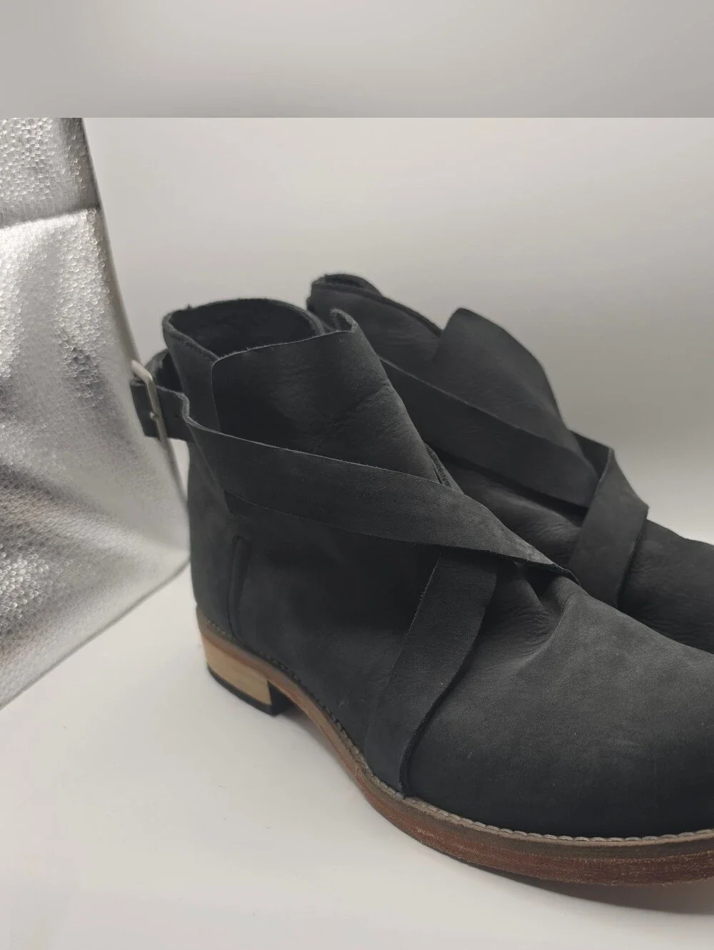 Free People Las Palmas Ankle Boot Black Nubuck EU 40 US 9.5‎ Crossstrap